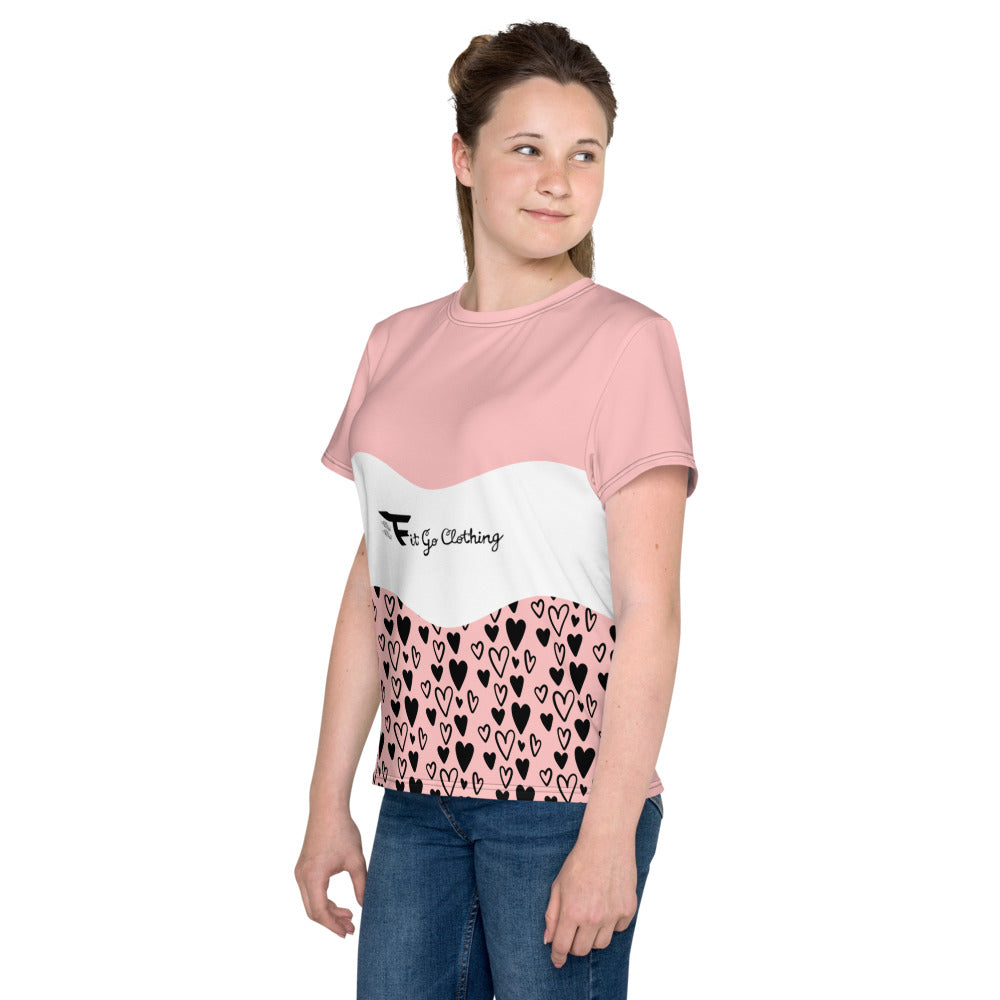 Girl's Fitgo Pink Heart T-Shirt